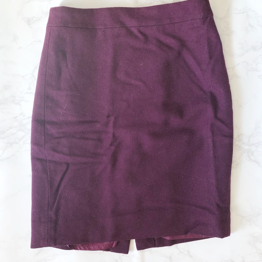 JCrew Plum Wool Pencil Skirt 00